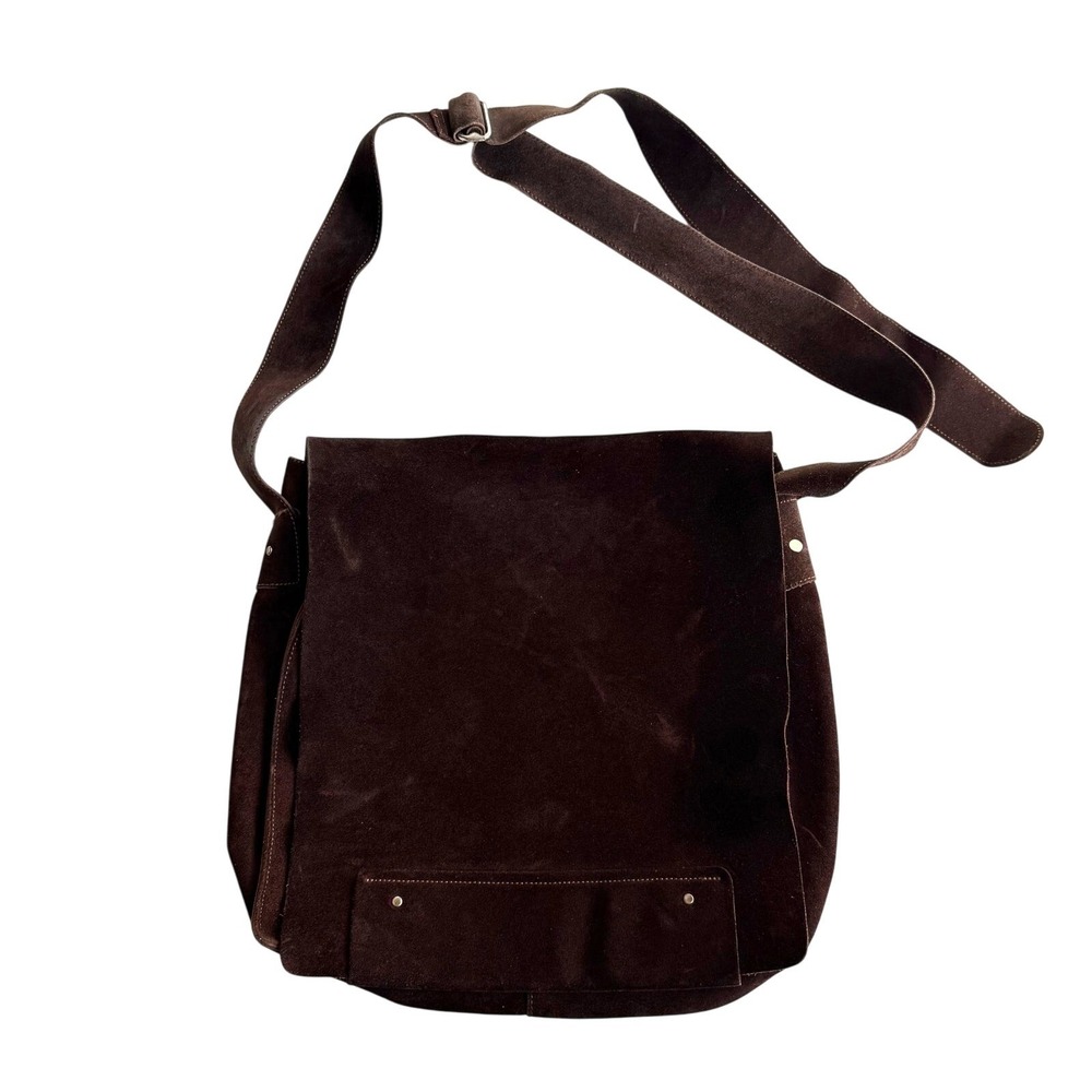 Banana Republic VTG Y2K Genuine Suede Messenger School Chocolate Shoulder Bag